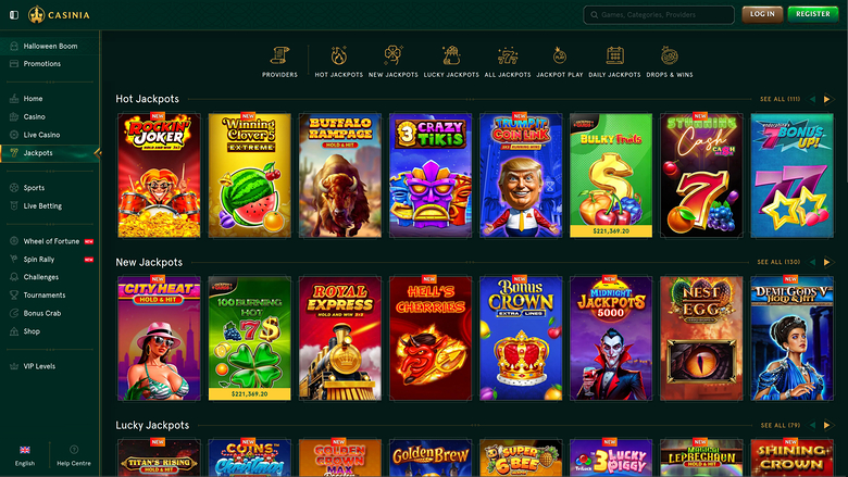 Casinia Casino Desktop-Jackpot