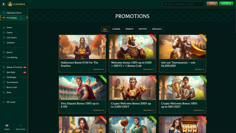 Casinia Casino Desktop-Promotions