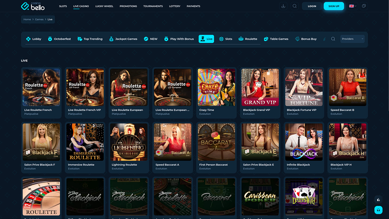 Casino Bello Desktop Live Dealer
