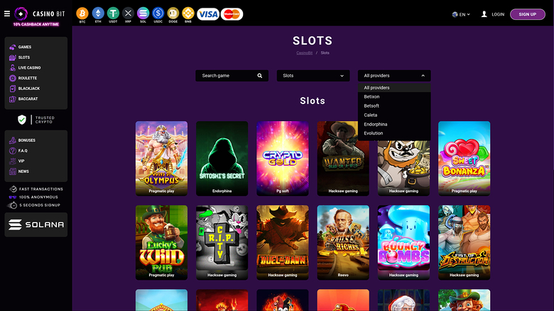 Sviluppatori di giochi di Casino Bit per desktop