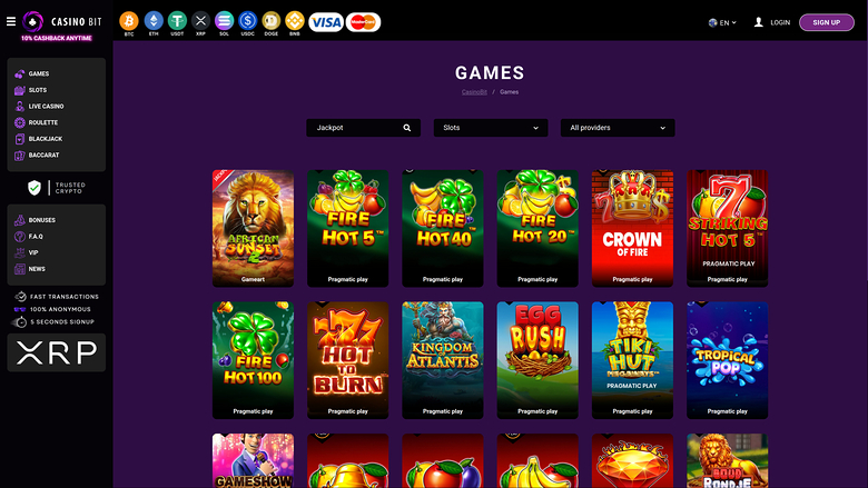 Jackpot di Casino Bit per desktop