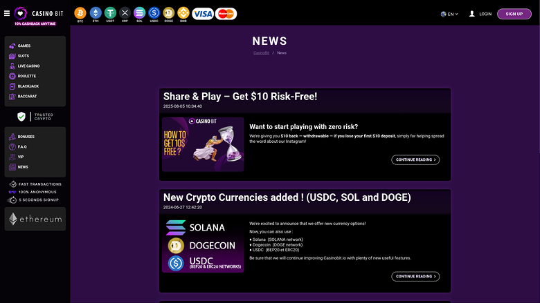 Notizie di Casino Bit per desktop