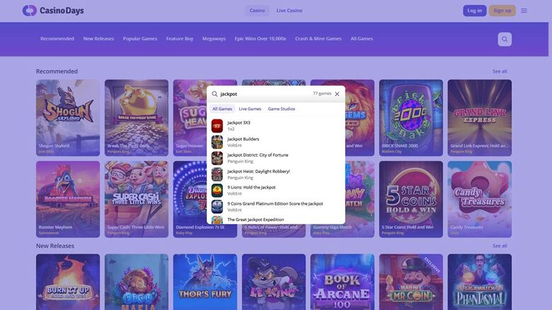 Jackpot de Casino Days sur ordinateur