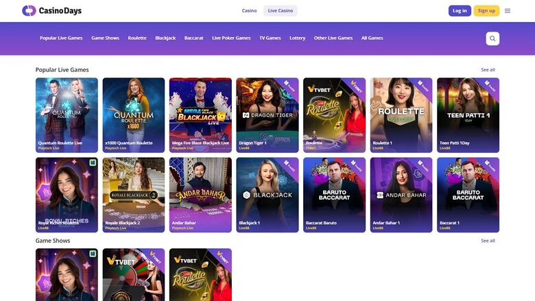 Croupier en direct de Casino Days sur ordinateur