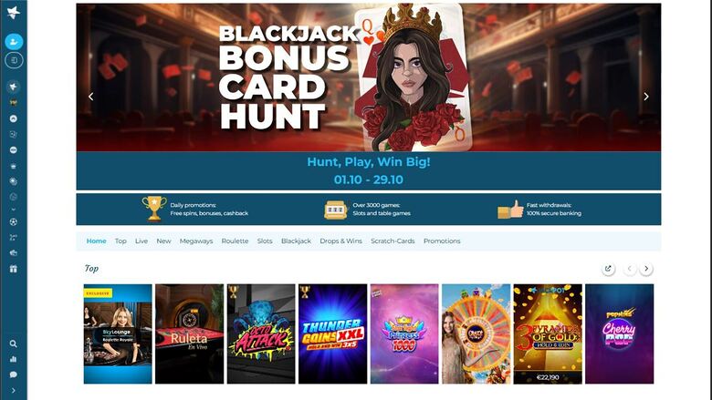 Page d'accueil de Casino Estrella sur ordinateur