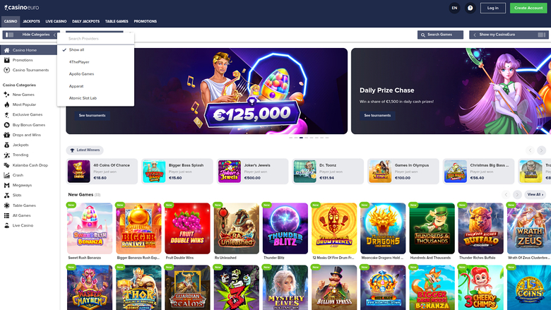Desarrolladores de juegos de Casino Euro en escritorio