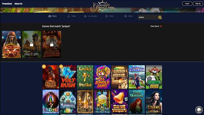 Jackpot de Casino Grand Bay sur ordinateur