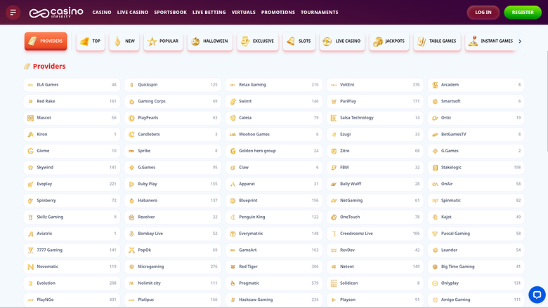 Desarrolladores de juegos de escritorio de Casino Infinity