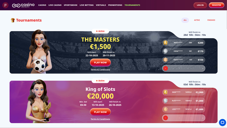 Torneos de escritorio de Casino Infinity