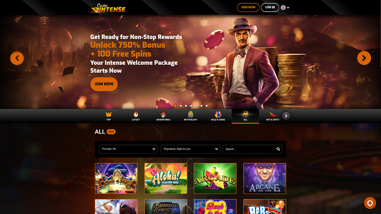 Casino Intense Bureau Page d'accueil