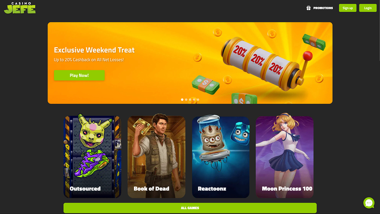 Casino JEFE Page d’accueil sur ordinateur