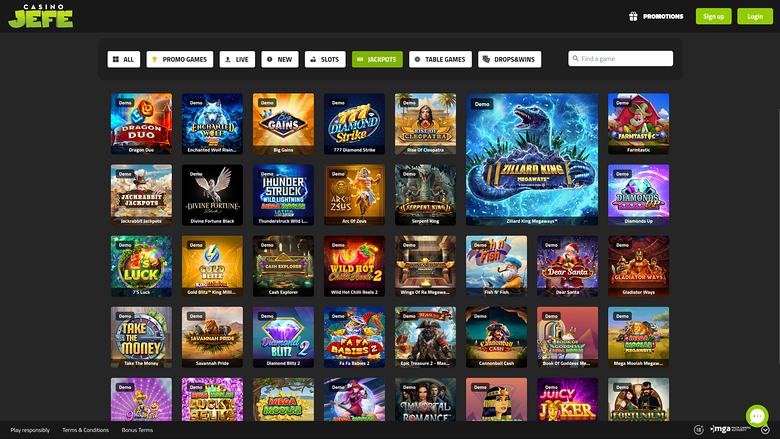 Casino JEFE Jackpot sur ordinateur