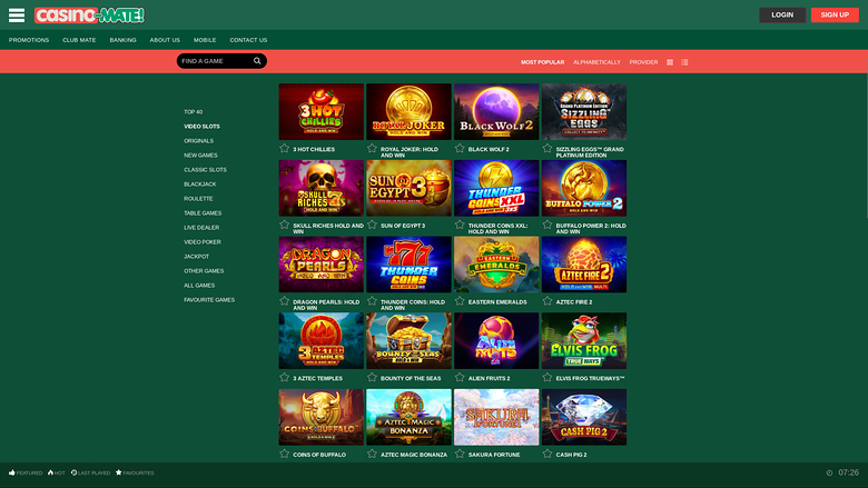 Jeux de Casino Mate sur ordinateur