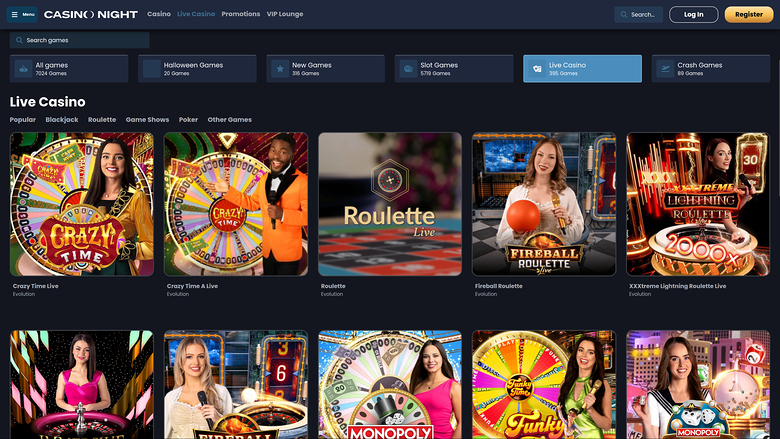 Crupier en vivo de Casino Night en escritorio