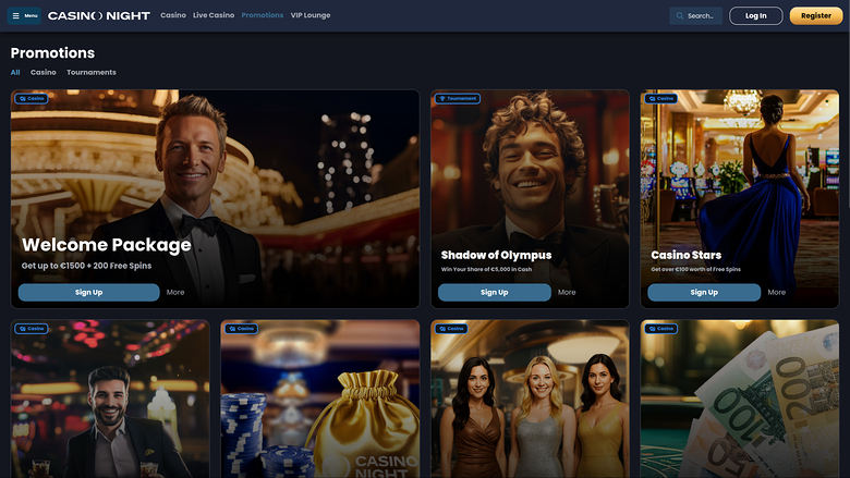 Promociones de Casino Night en escritorio