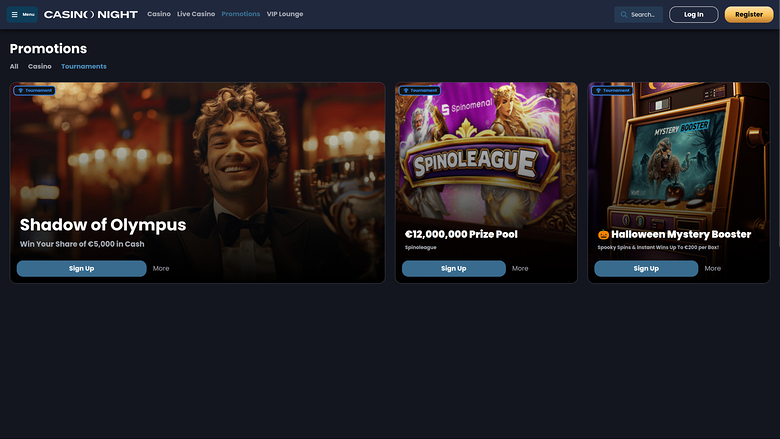 Torneos de Casino Night en escritorio