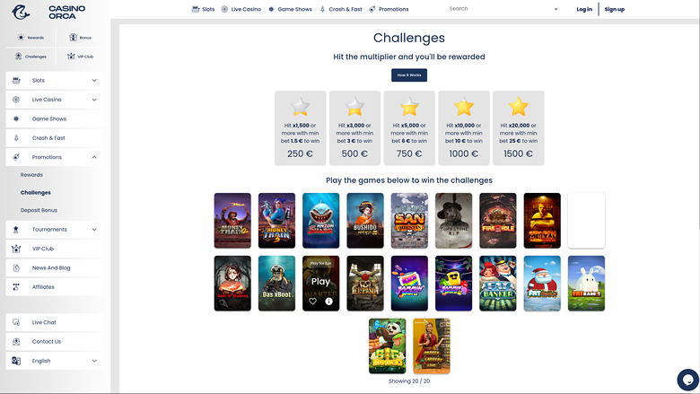 Casino Orca Desktop Challenges