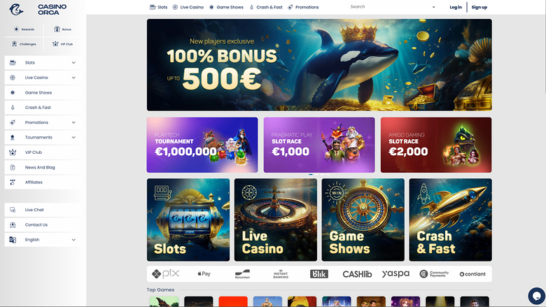 Casino Orca Desktop Homepage
