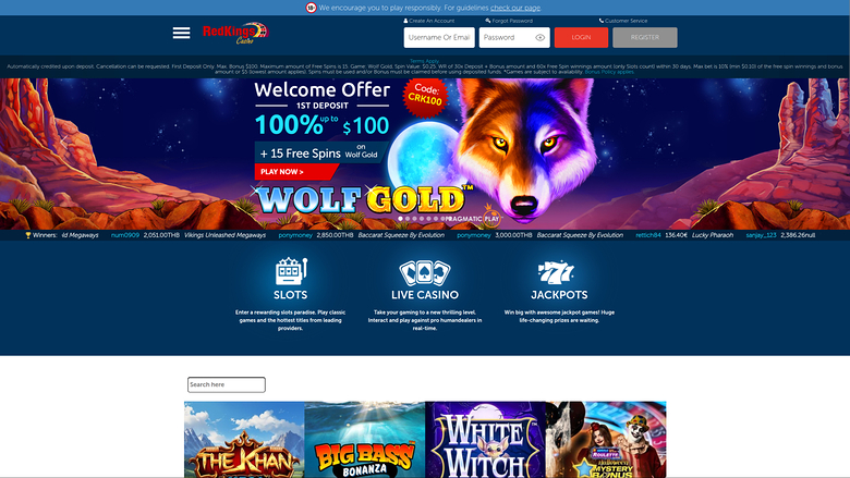 Casino RedKings Desktop Homepage