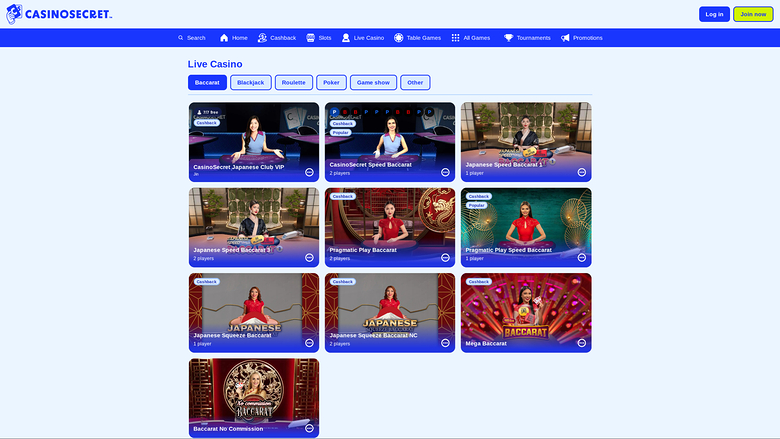 Casino Secret Desktop Live Dealer