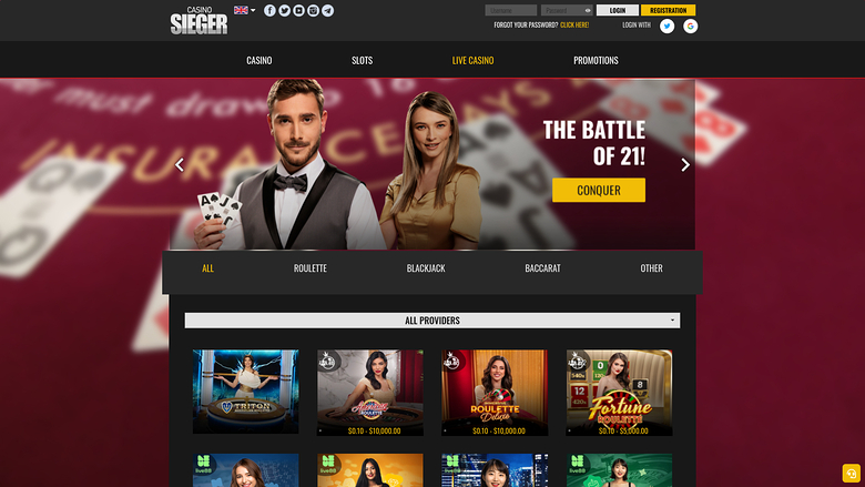 Croupier en direct de Casino Sieger sur ordinateur