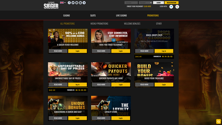 Promotions de Casino Sieger sur ordinateur