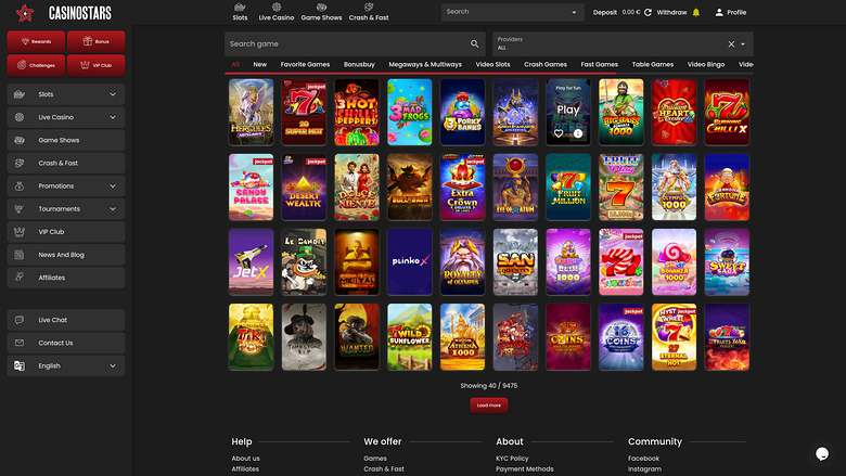 Jeux de Casino Stars sur ordinateur