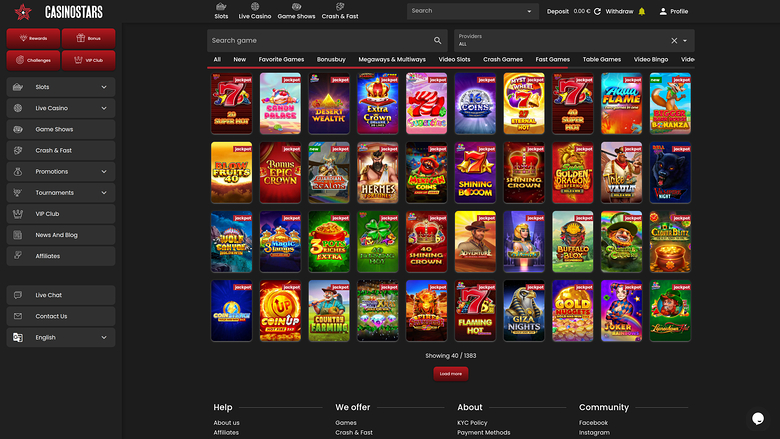 Jackpot de Casino Stars sur ordinateur