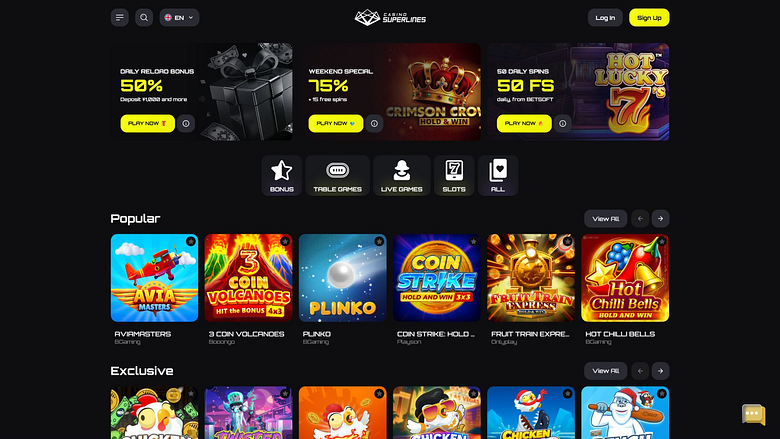 Casino Superlines Desktop-Startseite