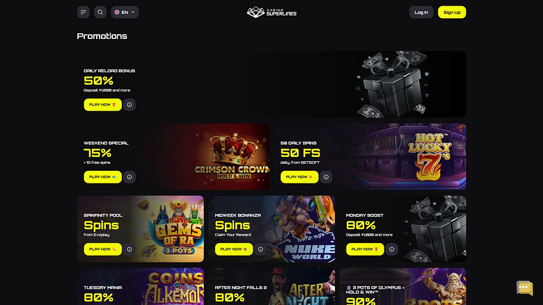 Casino Superlines Desktop-Aktionen