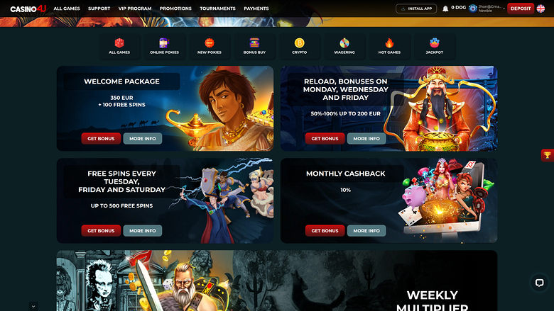 Promociones de Casino4U en escritorio