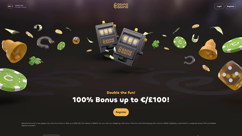 Page d'accueil de CasinoCasino sur ordinateur