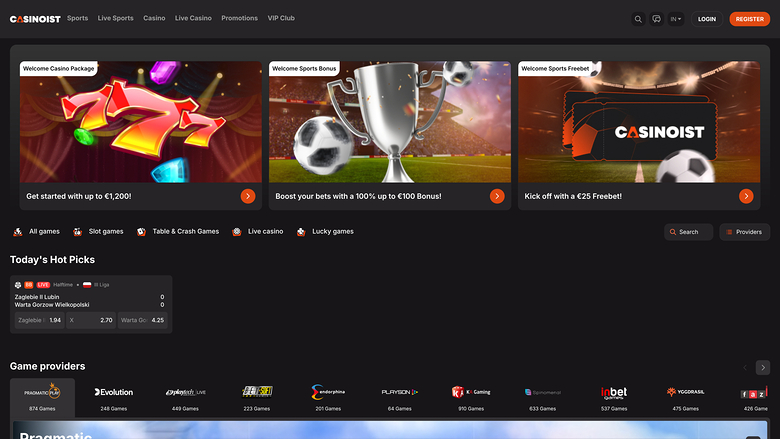 Page d'accueil de Casinoist