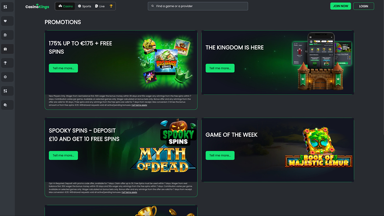 Promotions de CasinoKings.com sur ordinateur