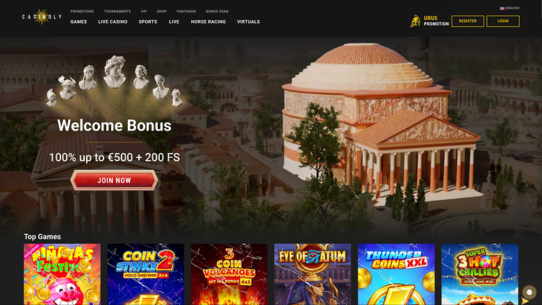 Casinoly Casino Homepage Desktop