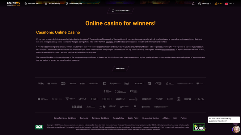 Développeurs de jeux de Casinonic Casino bureau