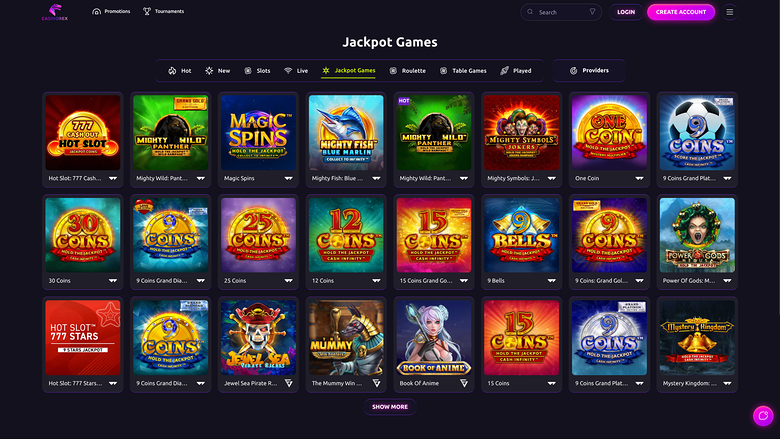 Jackpot di CasinoRex desktop