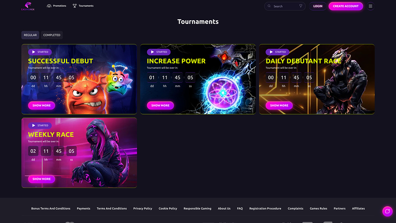 Tornei di CasinoRex Desktop