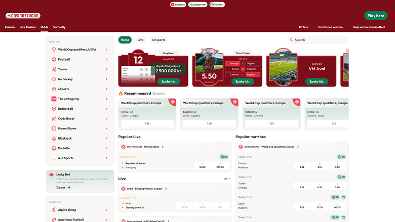 Sports en direct de Casinostugan Bureau