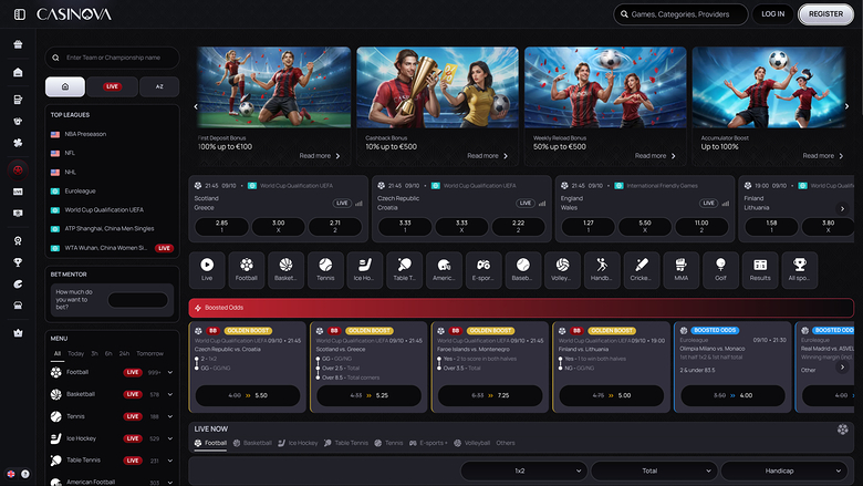 Sports en direct de Casinova Casino bureau