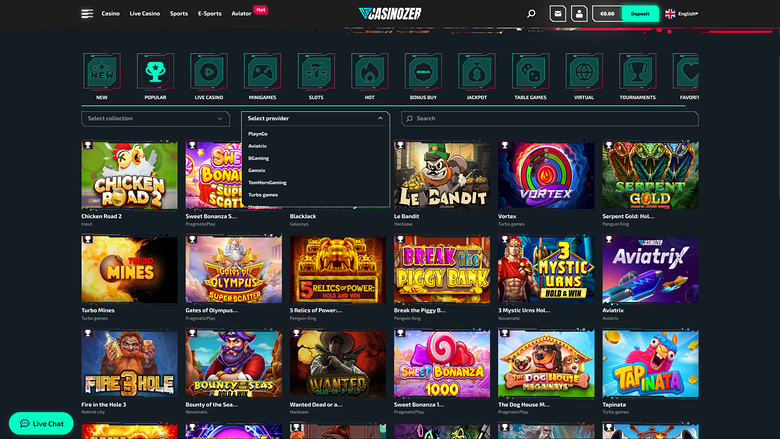Sviluppatori di giochi di Casinozer desktop