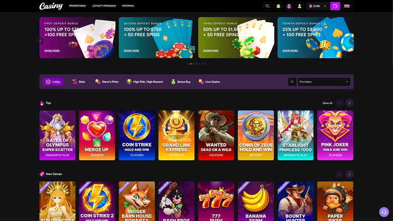 Page d’accueil de Casiny Casino bureau