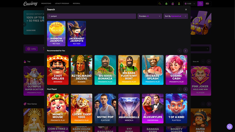 Jackpots de Casiny Casino bureau