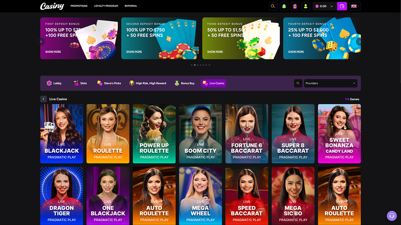 Croupier en direct de Casiny Casino bureau