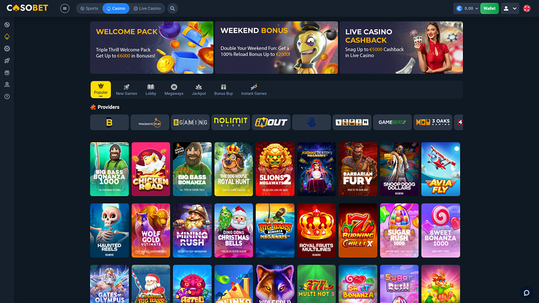 Casobet Casino Spielentwickler Desktop-Version
