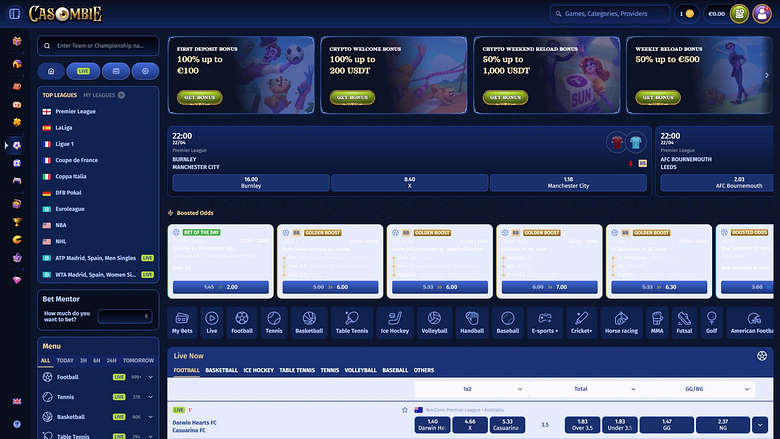 Casombie Casino Desktop Live Sports Image