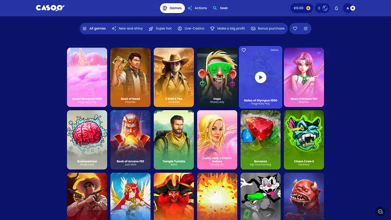 Jeux du casino Casoo version de bureau