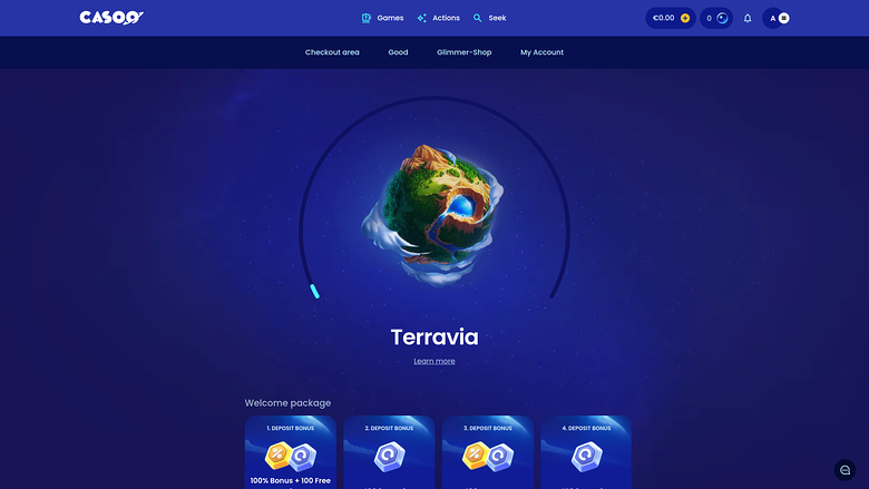 Page d'accueil du casino Casoo version de bureau