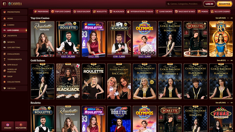 CasoolaCasino Десктоп Живые дилеры