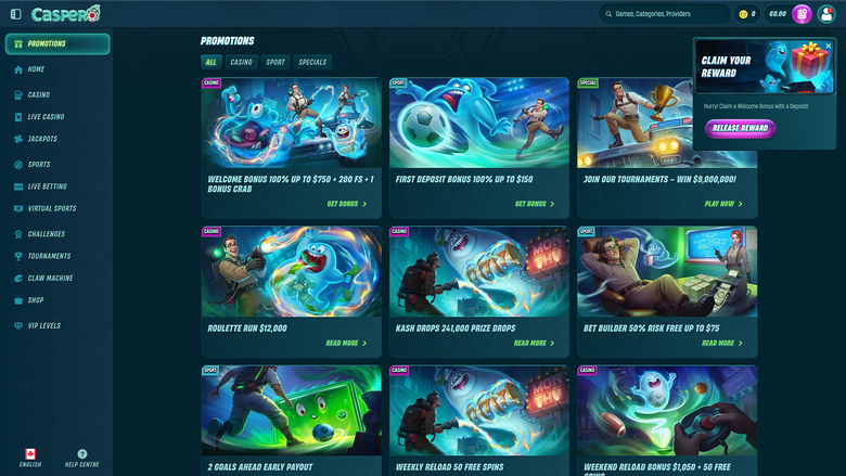 Caspero Casino Promotions Desktop